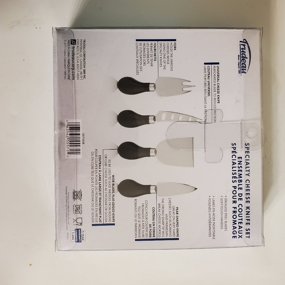 Trudeau 4 Piece Specialty Stainless Steel Cheese Knife Set W Soft Touch Handles - Picture 6 of 9